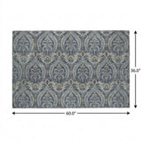 3' X 5' Blue And Navy Blue Floral Vines Shag Washable Area Rug With UV Protection - HomeRoots - Flyclothing LLC