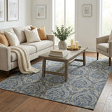 5' X 8' Blue And Navy Blue Floral Vines Shag Washable Area Rug With UV Protection - HomeRoots - Flyclothing LLC