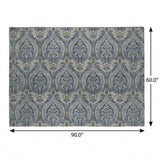 5' X 8' Blue And Navy Blue Floral Vines Shag Washable Area Rug With UV Protection - HomeRoots - Flyclothing LLC