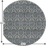 8' Blue And Navy Blue Floral Vines Shag Washable Round Rug With UV Protection - HomeRoots - Flyclothing LLC