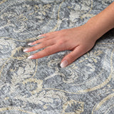 8' X 10' Blue And Navy Blue Floral Vines Shag Washable Area Rug With UV Protection - HomeRoots - Flyclothing LLC