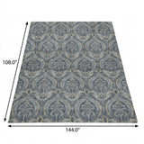 9' X 12' Blue And Navy Blue Floral Vines Shag Washable Area Rug With UV Protection - HomeRoots - Flyclothing LLC