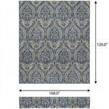 10' X 14' Blue And Navy Blue Floral Vines Shag Washable Area Rug With UV Protection - HomeRoots - Flyclothing LLC