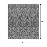 3' X 5' Gray And Silver Floral Vines Shag Washable Area Rug With UV Protection - HomeRoots - Flyclothing LLC