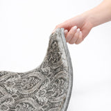 8' Gray And Silver Floral Vines Shag Washable Round Rug With UV Protection - HomeRoots - Flyclothing LLC