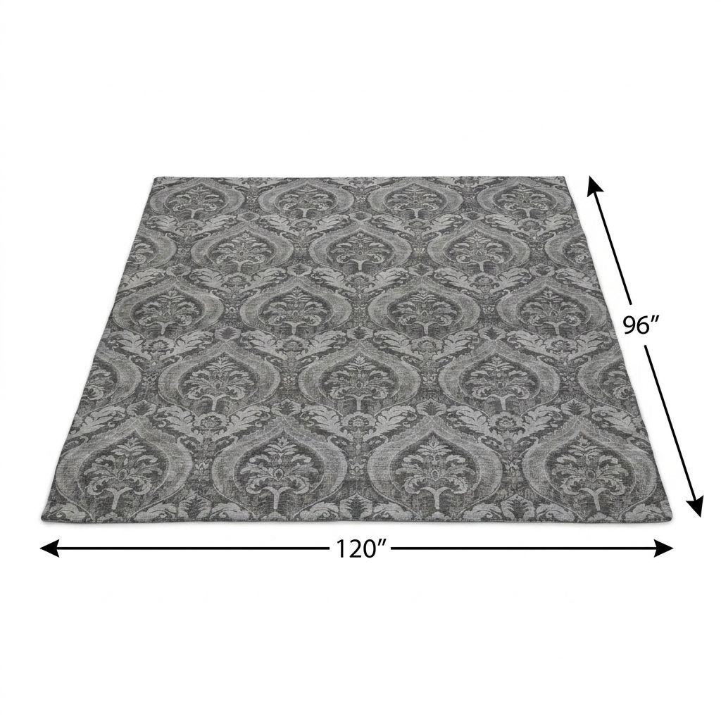 8' X 10' Gray And Silver Floral Vines Shag Washable Area Rug With UV Protection - HomeRoots - Flyclothing LLC