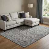 9' X 12' Gray And Silver Floral Vines Shag Washable Area Rug With UV Protection - HomeRoots - Flyclothing LLC