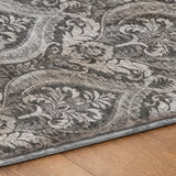 9' X 12' Gray And Silver Floral Vines Shag Washable Area Rug With UV Protection - HomeRoots - Flyclothing LLC
