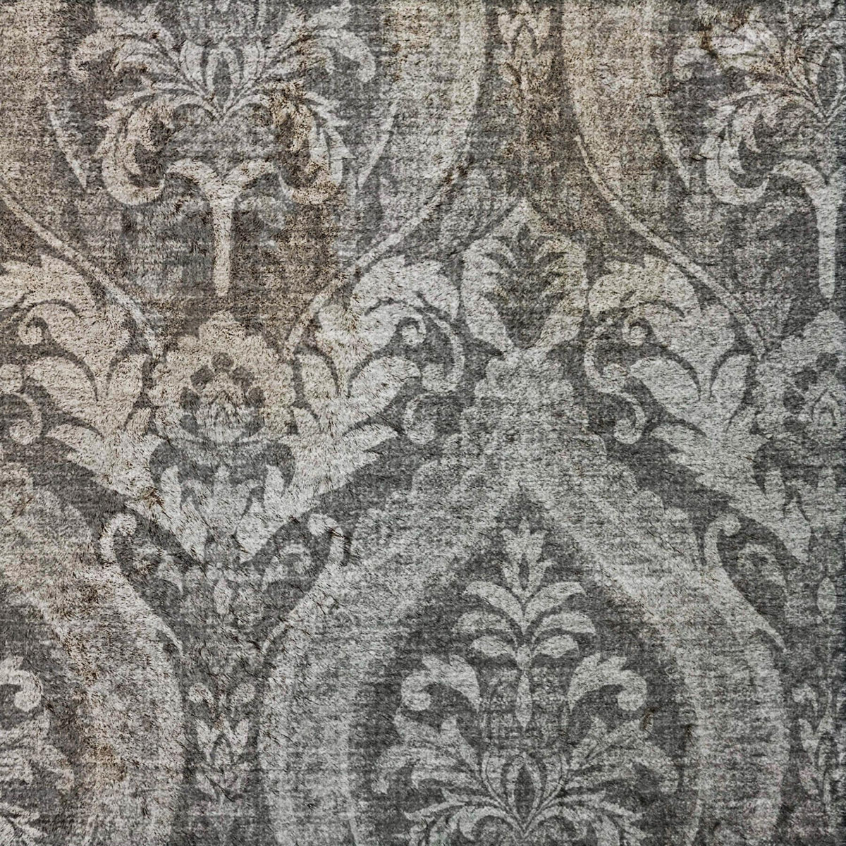 9' X 12' Gray And Silver Floral Vines Shag Washable Area Rug With UV Protection - HomeRoots - Flyclothing LLC