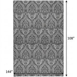 9' X 12' Gray And Silver Floral Vines Shag Washable Area Rug With UV Protection - HomeRoots - Flyclothing LLC