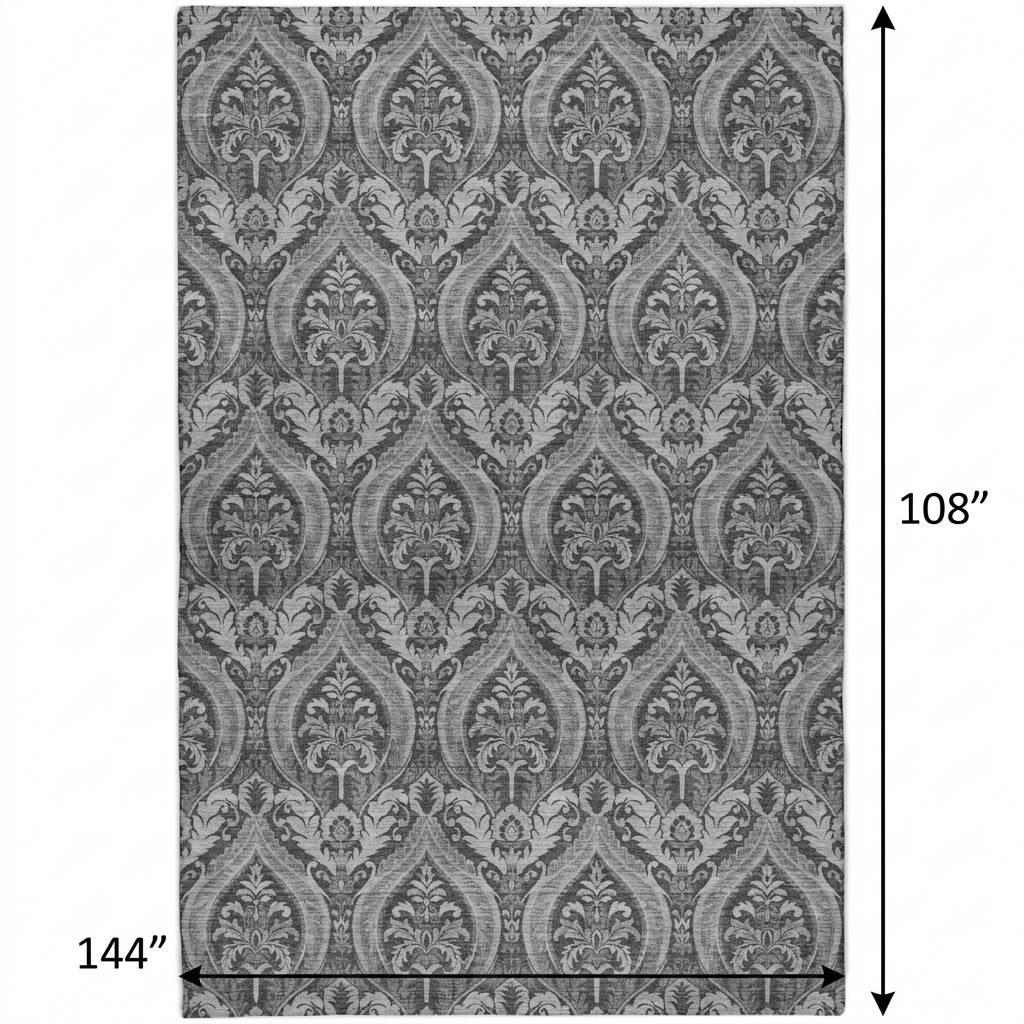 9' X 12' Gray And Silver Floral Vines Shag Washable Area Rug With UV Protection - HomeRoots - Flyclothing LLC