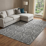 10' X 14' Gray And Silver Floral Vines Shag Washable Area Rug With UV Protection - HomeRoots - Flyclothing LLC