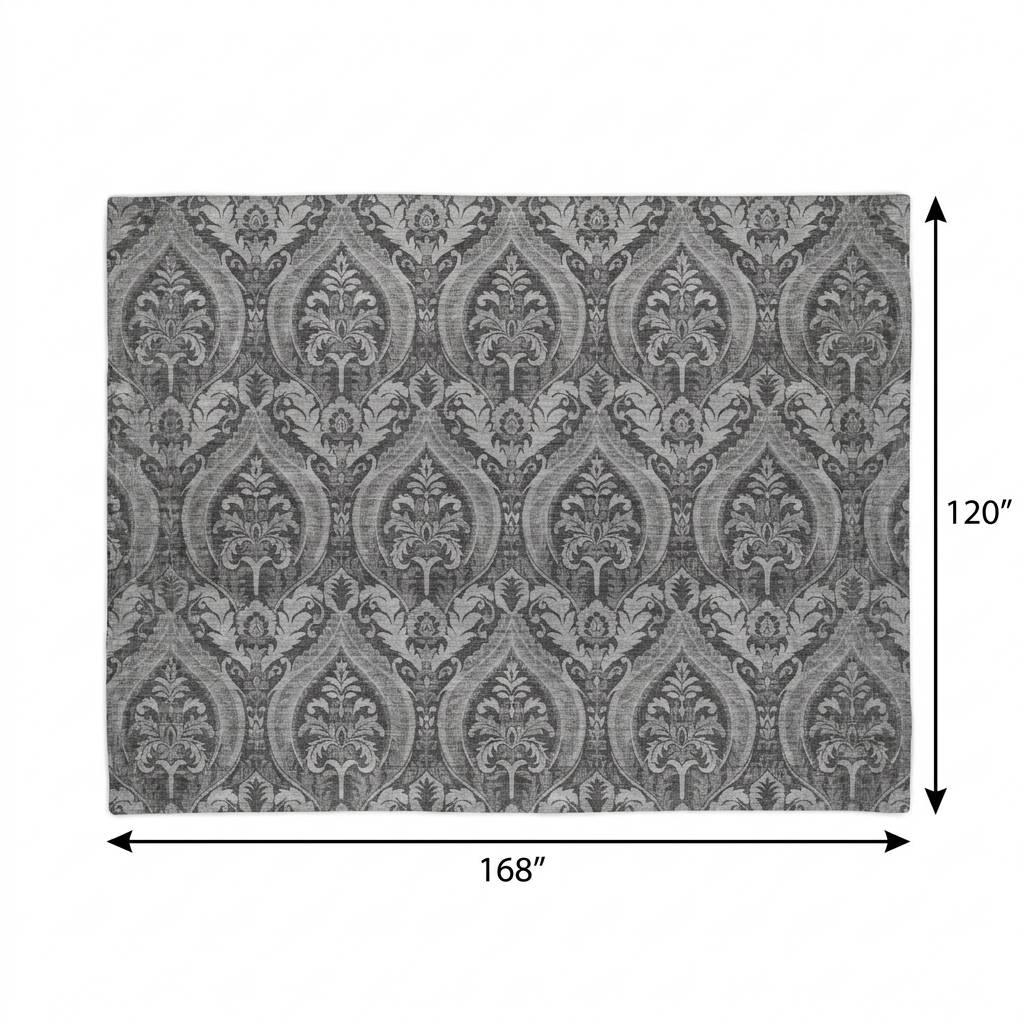 10' X 14' Gray And Silver Floral Vines Shag Washable Area Rug With UV Protection - HomeRoots - Flyclothing LLC