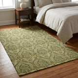 3' X 5' Green And Fern Green Floral Vines Shag Washable Area Rug With UV Protection - HomeRoots - Flyclothing LLC