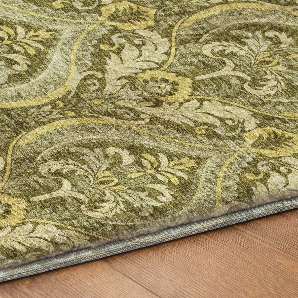 3' X 5' Green And Fern Green Floral Vines Shag Washable Area Rug With UV Protection - HomeRoots - Flyclothing LLC