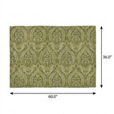 3' X 5' Green And Fern Green Floral Vines Shag Washable Area Rug With UV Protection - HomeRoots - Flyclothing LLC