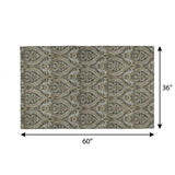 3' X 5' Taupe And Beige Floral Vines Shag Washable Area Rug With UV Protection - HomeRoots - Flyclothing LLC
