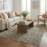 5' X 8' Taupe And Beige Floral Vines Shag Washable Area Rug With UV Protection - HomeRoots - Flyclothing LLC
