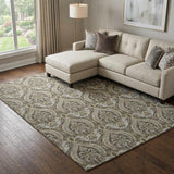 8' X 10' Taupe And Beige Floral Vines Shag Washable Area Rug With UV Protection - HomeRoots - Flyclothing LLC