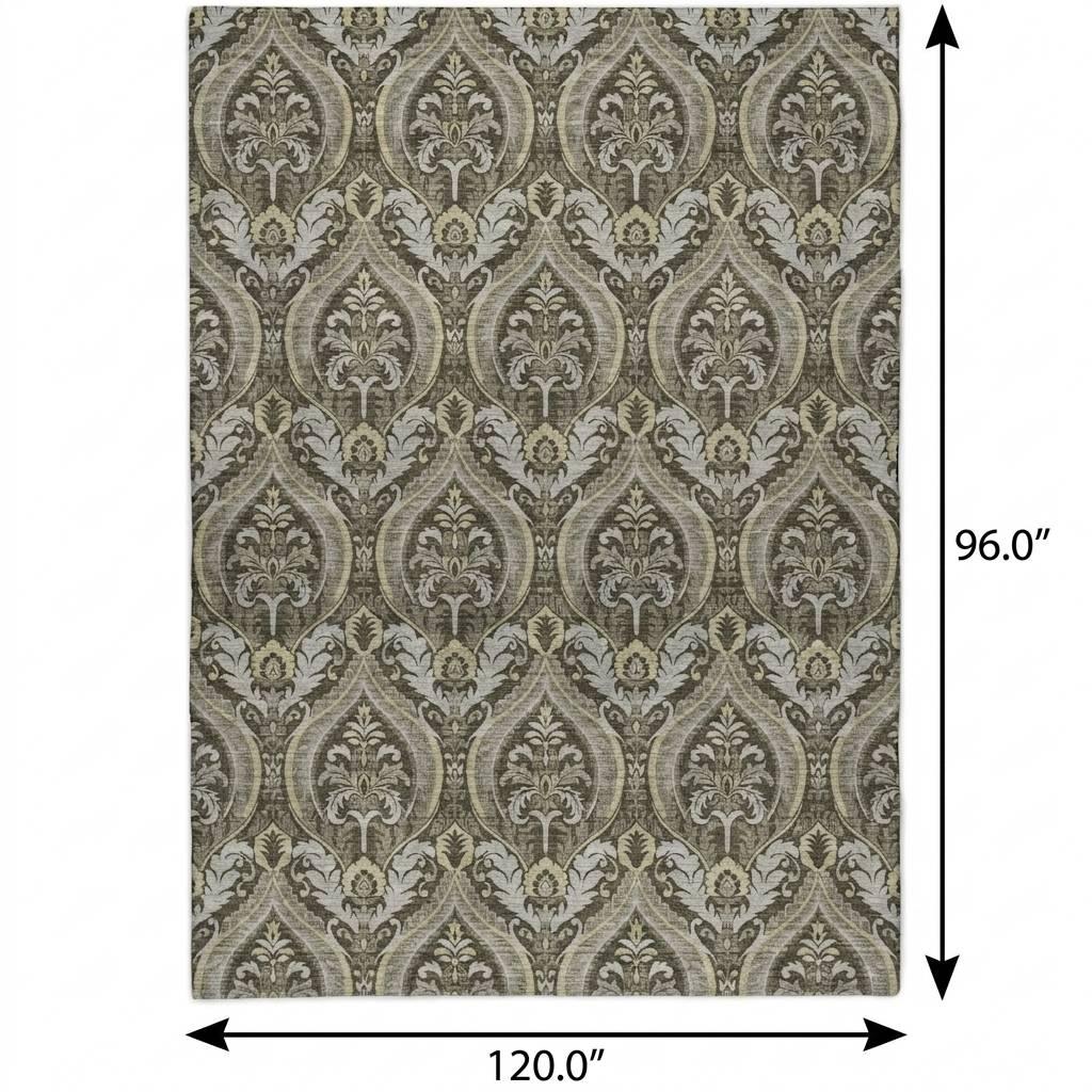 8' X 10' Taupe And Beige Floral Vines Shag Washable Area Rug With UV Protection - HomeRoots - Flyclothing LLC