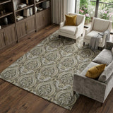 9' X 12' Taupe And Beige Floral Vines Shag Washable Area Rug With UV Protection - HomeRoots - Flyclothing LLC