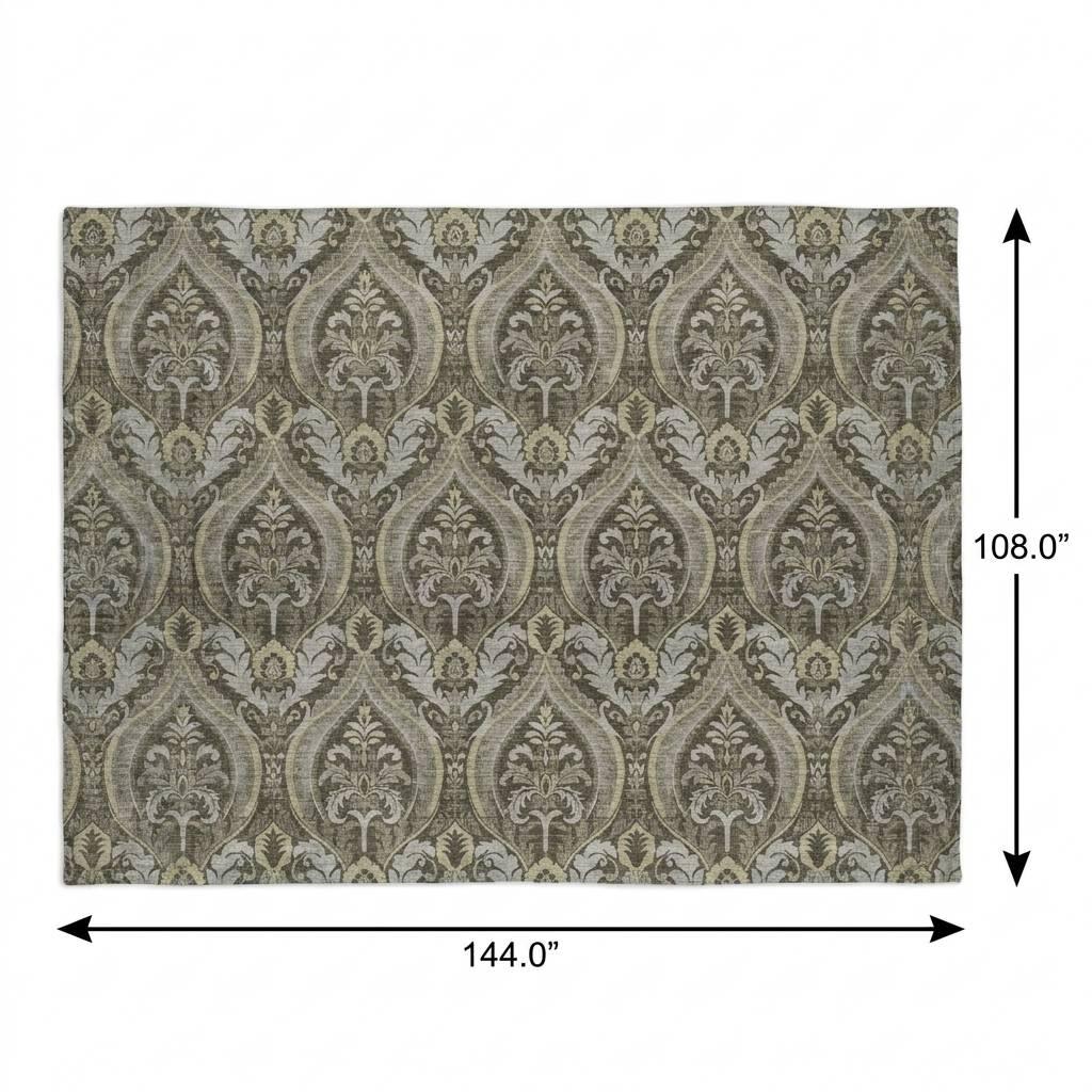 9' X 12' Taupe And Beige Floral Vines Shag Washable Area Rug With UV Protection - HomeRoots - Flyclothing LLC