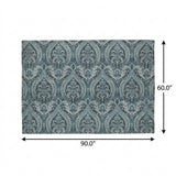 5' X 8' Teal And Gray Floral Vines Shag Washable Area Rug With UV Protection - HomeRoots - Flyclothing LLC