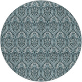 8' Teal And Gray Floral Vines Shag Washable Round Rug With UV Protection - HomeRoots - Flyclothing LLC