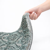 8' Teal And Gray Floral Vines Shag Washable Round Rug With UV Protection - HomeRoots - Flyclothing LLC