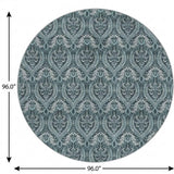 8' Teal And Gray Floral Vines Shag Washable Round Rug With UV Protection - HomeRoots - Flyclothing LLC