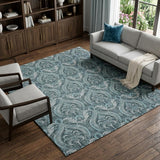 8' X 10' Teal And Gray Floral Vines Shag Washable Area Rug With UV Protection - HomeRoots - Flyclothing LLC