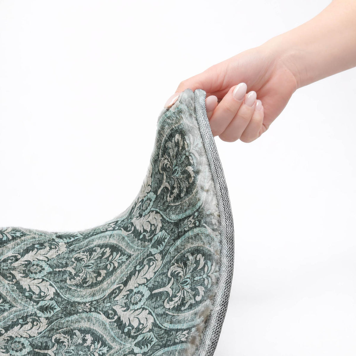 8' X 10' Teal And Gray Floral Vines Shag Washable Area Rug With UV Protection - HomeRoots - Flyclothing LLC