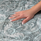 8' X 10' Teal And Gray Floral Vines Shag Washable Area Rug With UV Protection - HomeRoots - Flyclothing LLC