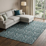 9' X 12' Teal And Gray Floral Vines Shag Washable Area Rug With UV Protection - HomeRoots - Flyclothing LLC