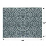 9' X 12' Teal And Gray Floral Vines Shag Washable Area Rug With UV Protection - HomeRoots - Flyclothing LLC