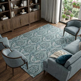 10' X 14' Teal And Gray Floral Vines Shag Washable Area Rug With UV Protection - HomeRoots - Flyclothing LLC