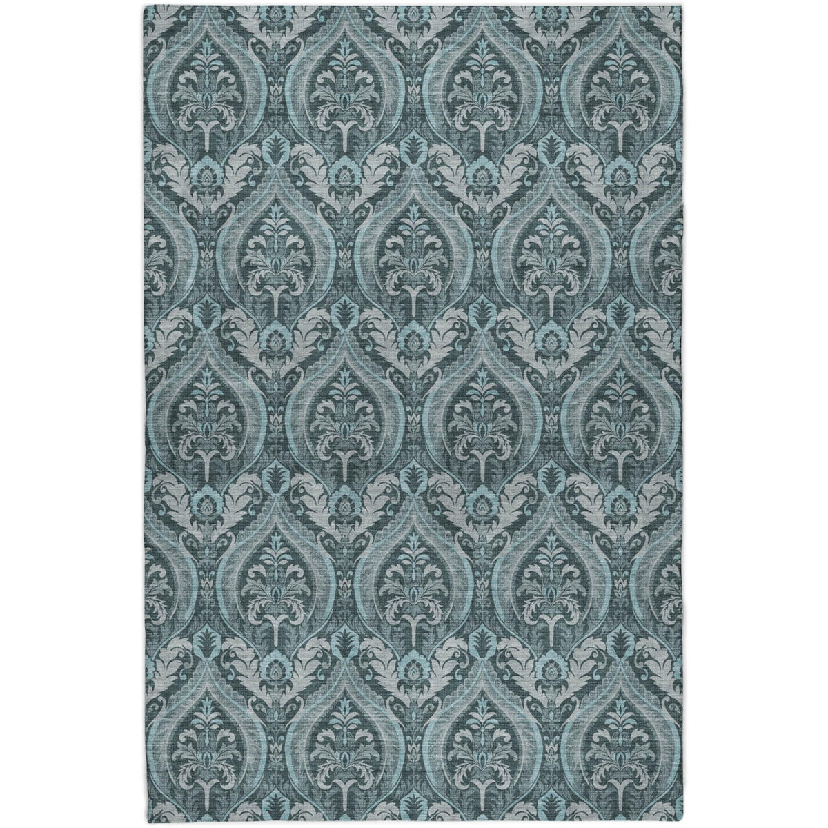 10' X 14' Teal And Gray Floral Vines Shag Washable Area Rug With UV Protection - HomeRoots - Flyclothing LLC