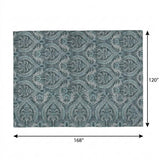 10' X 14' Teal And Gray Floral Vines Shag Washable Area Rug With UV Protection - HomeRoots - Flyclothing LLC