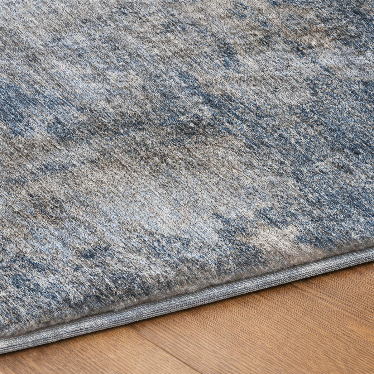 8' Blue And Navy Blue Abstract Shag Washable Round Rug With UV Protection - HomeRoots - Flyclothing LLC