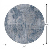 8' Blue And Navy Blue Abstract Shag Washable Round Rug With UV Protection - HomeRoots - Flyclothing LLC