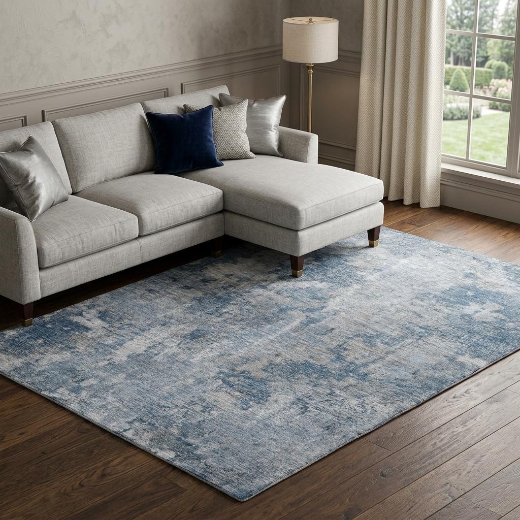 8' X 10' Blue And Navy Blue Abstract Shag Washable Area Rug With UV Protection - HomeRoots - Flyclothing LLC