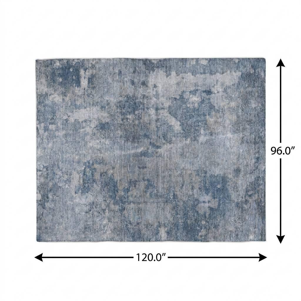 8' X 10' Blue And Navy Blue Abstract Shag Washable Area Rug With UV Protection - HomeRoots - Flyclothing LLC