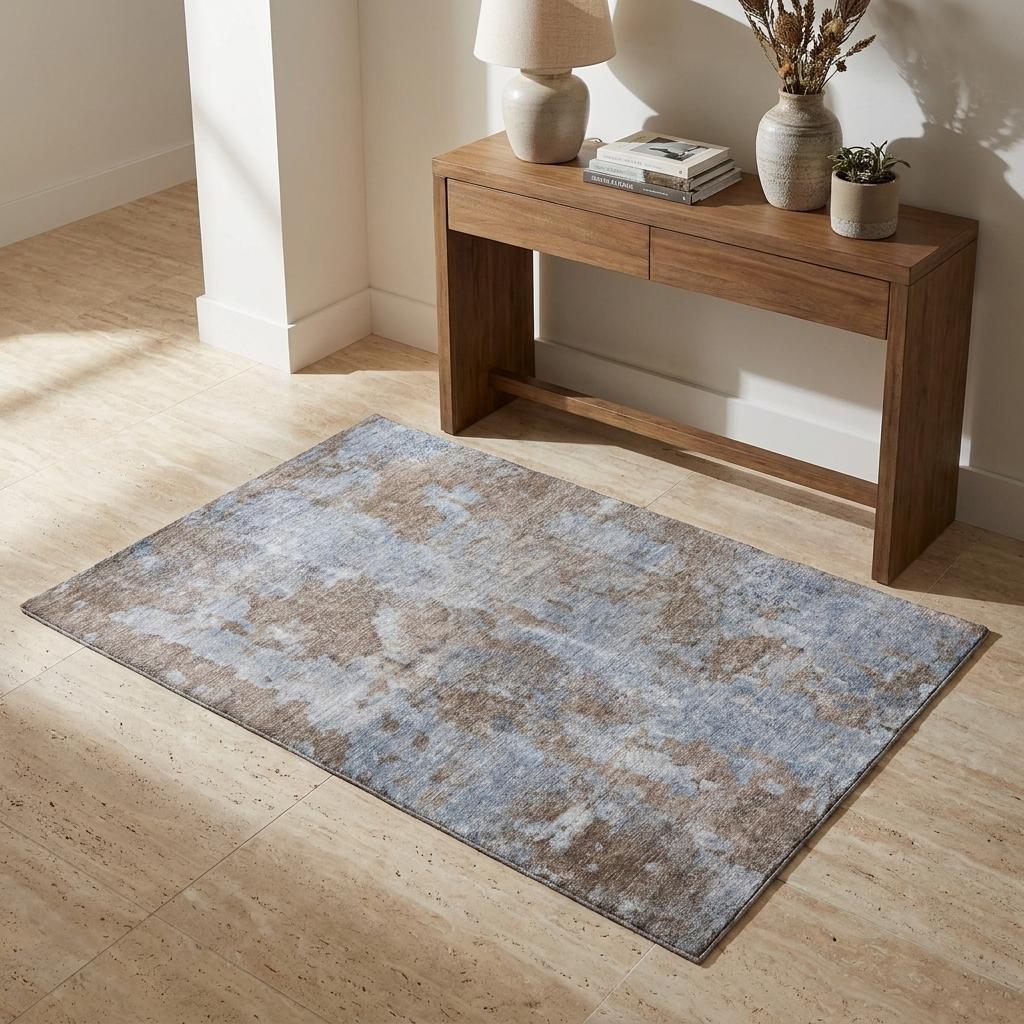 3' X 5' Brown And Taupe Abstract Shag Washable Area Rug With UV Protection - HomeRoots - Flyclothing LLC