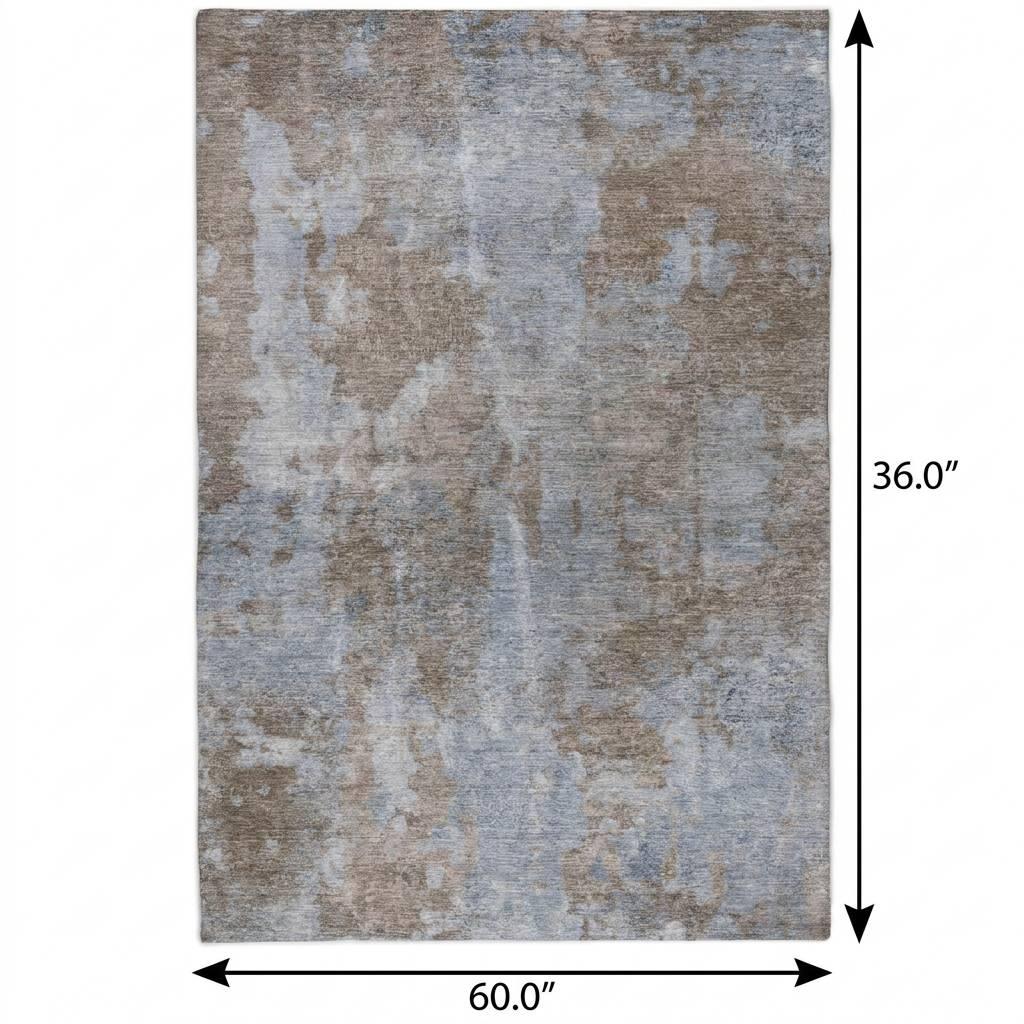 3' X 5' Brown And Taupe Abstract Shag Washable Area Rug With UV Protection - HomeRoots - Flyclothing LLC