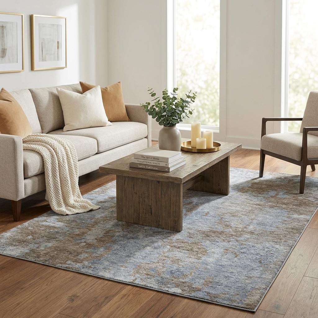 5' X 8' Brown And Taupe Abstract Shag Washable Area Rug With UV Protection - HomeRoots - Flyclothing LLC