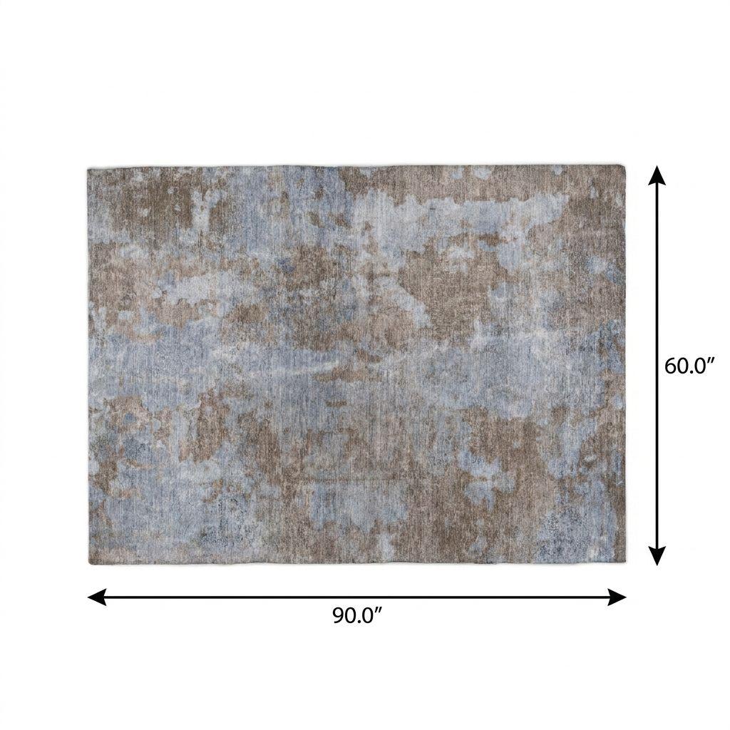 5' X 8' Brown And Taupe Abstract Shag Washable Area Rug With UV Protection - HomeRoots - Flyclothing LLC