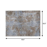 5' X 8' Brown And Taupe Abstract Shag Washable Area Rug With UV Protection - HomeRoots - Flyclothing LLC