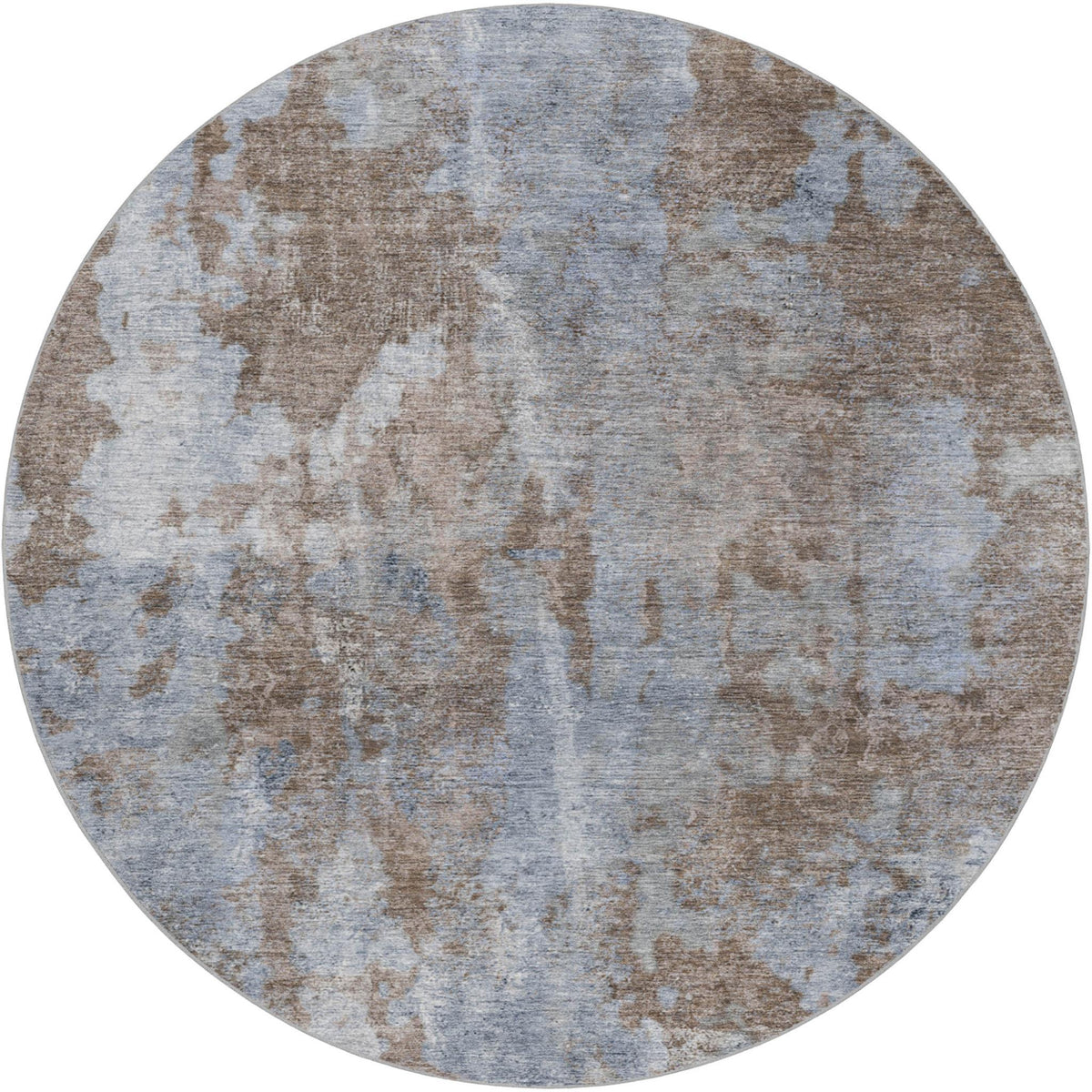 8' Brown And Taupe Abstract Shag Washable Round Rug With UV Protection - HomeRoots - Flyclothing LLC