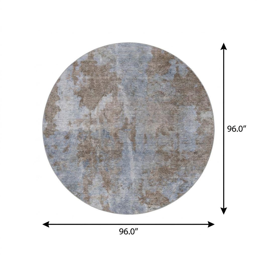 8' Brown And Taupe Abstract Shag Washable Round Rug With UV Protection - HomeRoots - Flyclothing LLC