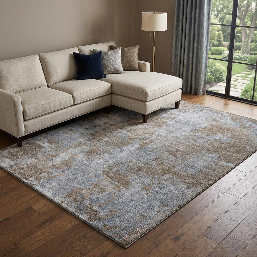 8' X 10' Brown And Taupe Abstract Shag Washable Area Rug With UV Protection - HomeRoots - Flyclothing LLC